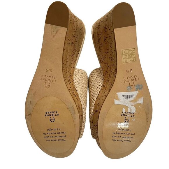 Etienne Aigner Slip-On Wedge Sandal Size 8.5 Tan Open toe - Picture 6 of 7